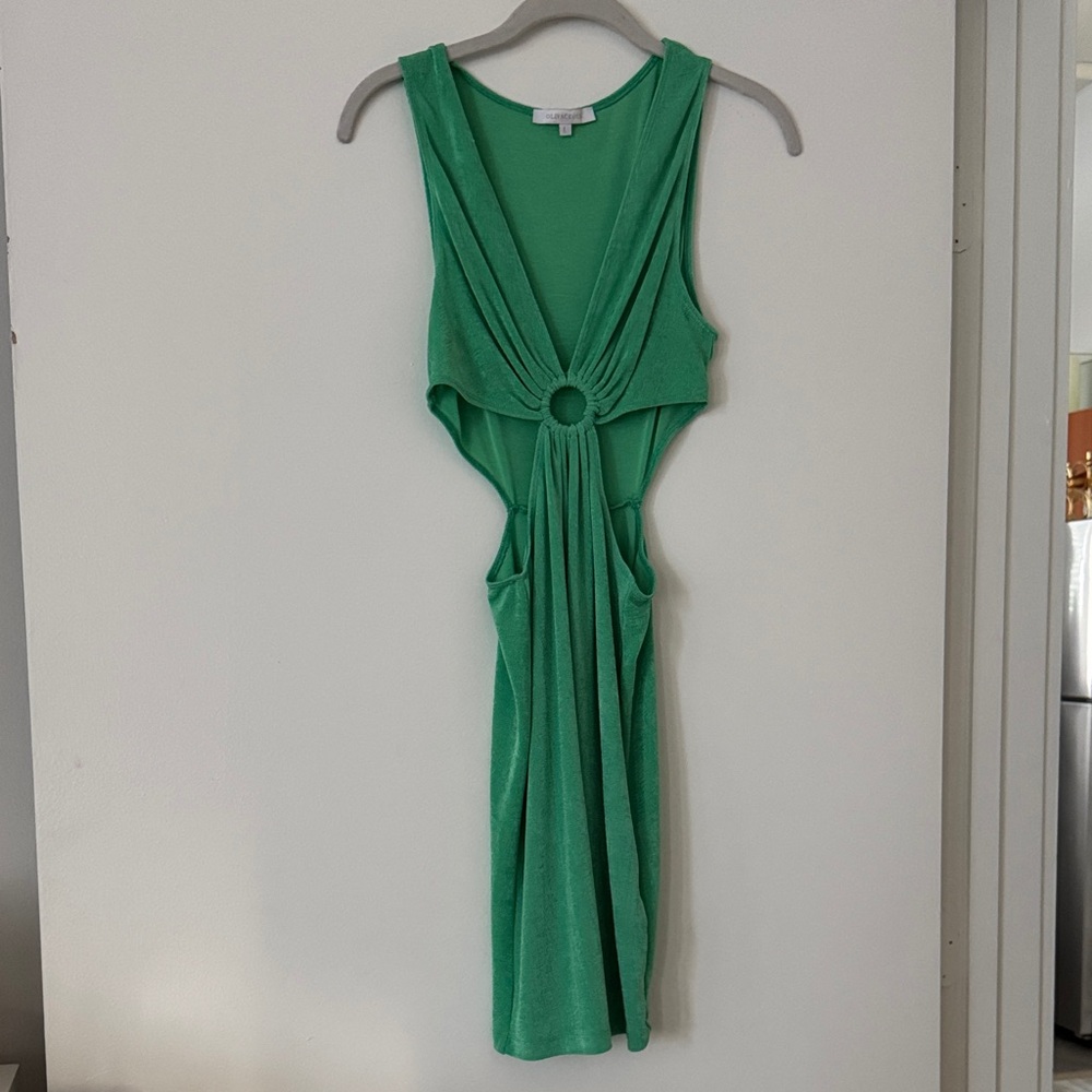 Olivaceous Vibrant Green Backless Dress